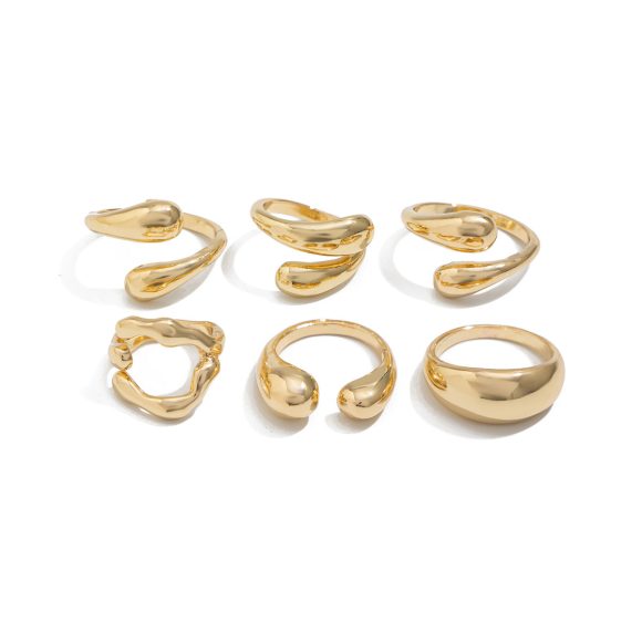 Metal Liquid Lava Ring Water Drop Hug Finger Ring Finger Ring Earrings Suit - Image 8