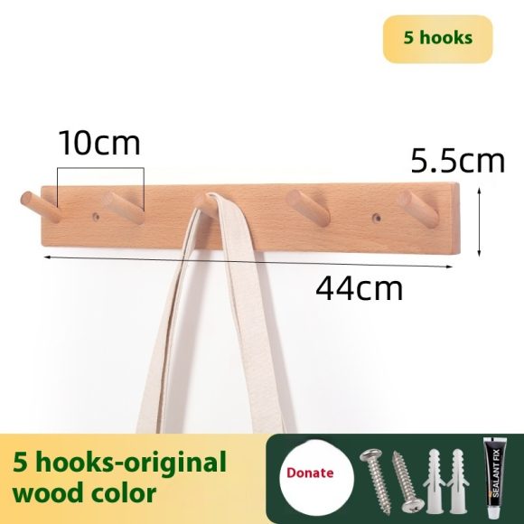 Clothes Hanging Rack Solid Wood Hook Strong Clothes Hook - Image 6