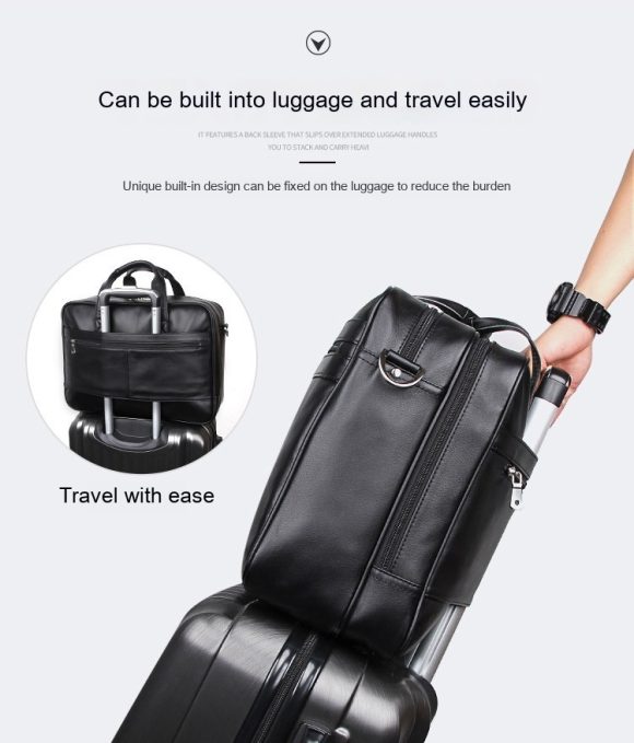 Leather Handbag Briefcase Napa Leather Comfortable Texture Men's Real-leather Bag - Image 6