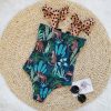 Mesh Stitching Suspenders One-piece Swimsuit European And American Straps Tube Top High Waist - Image 3