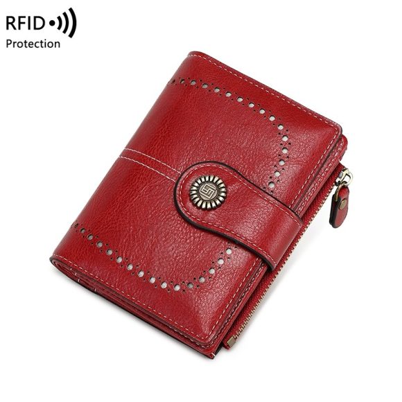 RFID Anti-theft Swiping Women's Wallet Multiple Card Slots Buckle Wallet - Image 7
