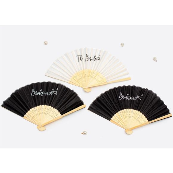 Bride And Bridesmaid Black And White Fan Bachelor Party Wedding - Image 6