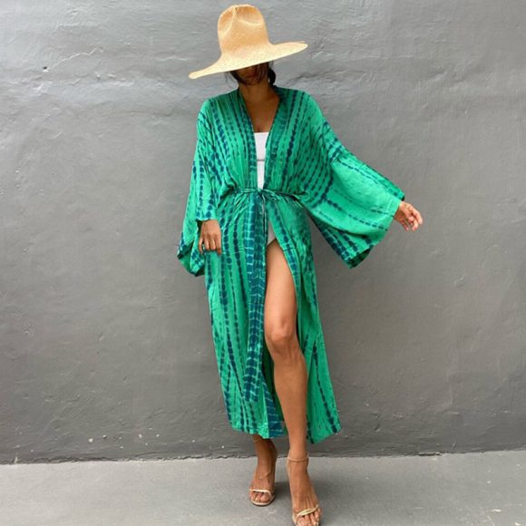 Printed Sexy Loose Sun Protection Bikini Blouse - Image 2