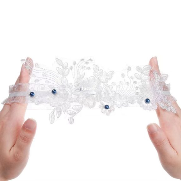 White Elastic Leg Ring Bridal Lace Stockings Band - Image 5