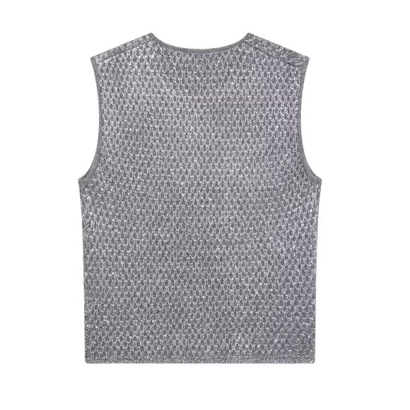 European And American Women's Beads Decoration Metallic Yarn Knitted Top - Image 2