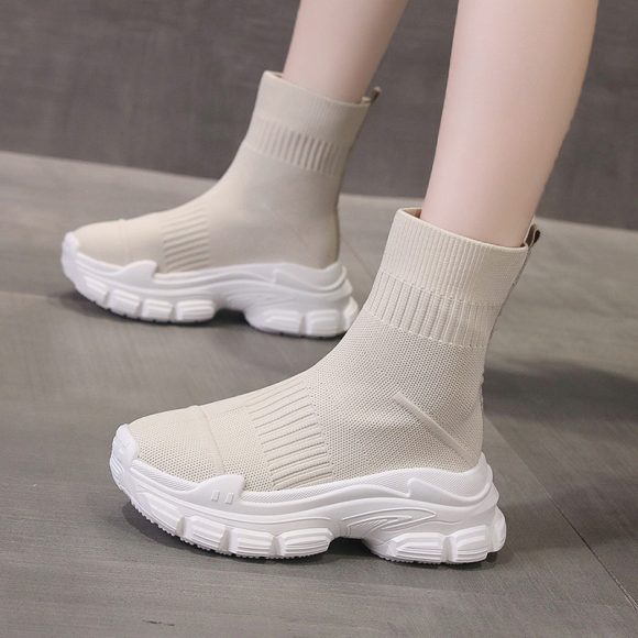 Platform Knitted Sports Casual Shoes And Boots - Image 5