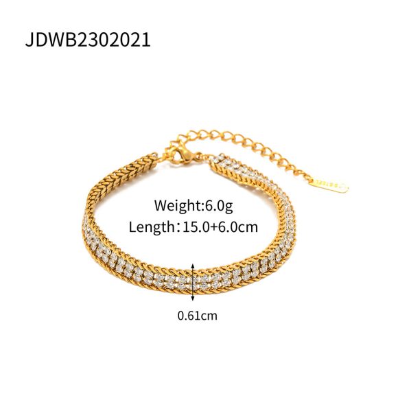 18K Gold Double-layer White Zircon Bracelet - Image 6