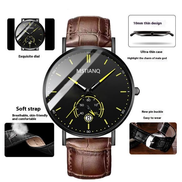 Trade Watch Stylish Black Technology Belt Refined Steel Korean Casual Calendar - Image 6