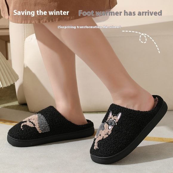 New Comfort Home Cute Cartoon Little Wolf Dog Winter Cotton Slippers - Image 5