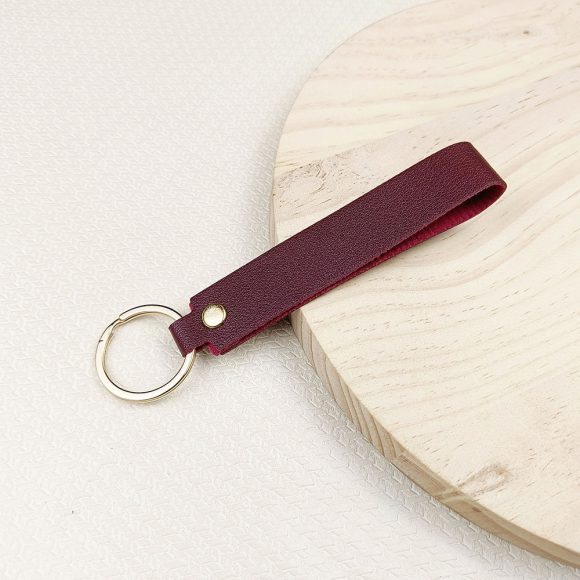 Versatile Solid Color Leather Keychain - Image 3