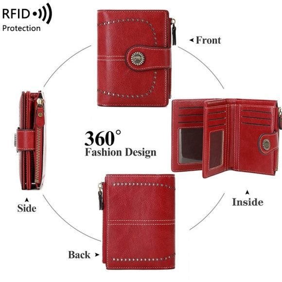 RFID Anti-theft Swiping Women's Wallet Multiple Card Slots Buckle Wallet - Image 4