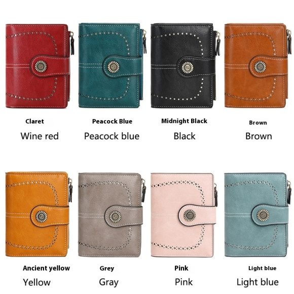 RFID Anti-theft Swiping Women's Wallet Multiple Card Slots Buckle Wallet - Image 3