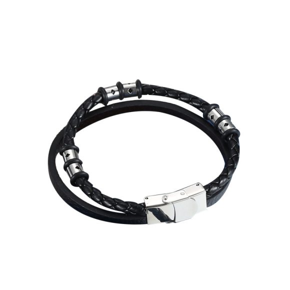 Stainless Steel Woven Leather String Couple Bracelet - Image 7