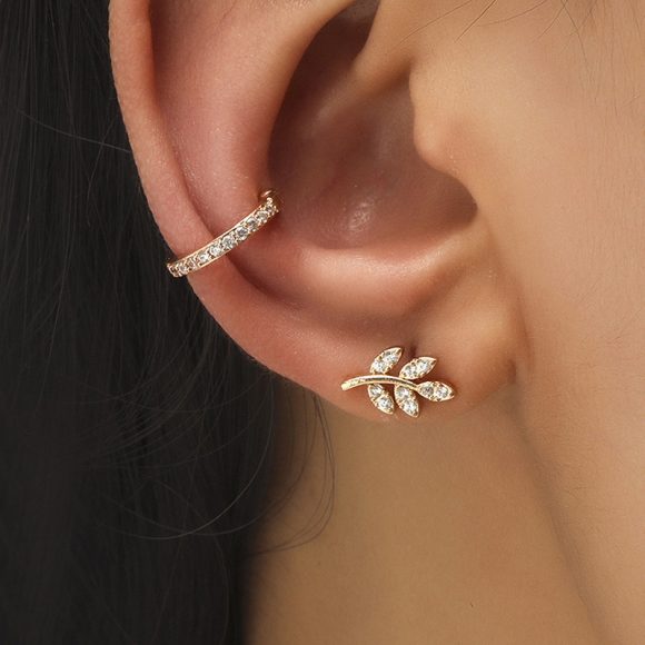 Geometric Ear Clip Leaf Ear Clip - Image 5
