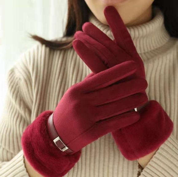 Outdoor Cycling Touch Screen Fleece Thickening Suede Gloves - Image 2