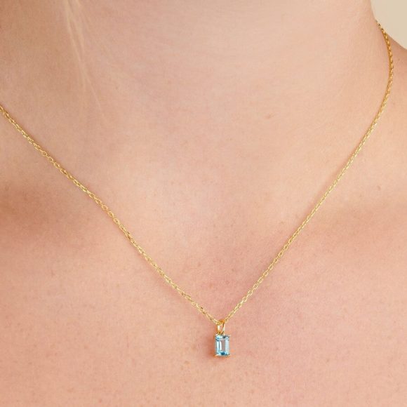 Rectangular 12month Birthday Stone Pendant Colorful Zircon Clavicle Chain - Image 5