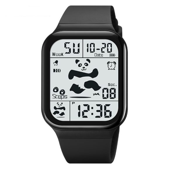 New Square Polychrome Panda Male And Female Students Waterproof Multifunctional Sports Waterproof Net Red Electronic Watch - Image 6
