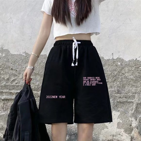 Summer New Loose High Waist Slimming Black Wide-leg Sports Shorts For Women - Image 10