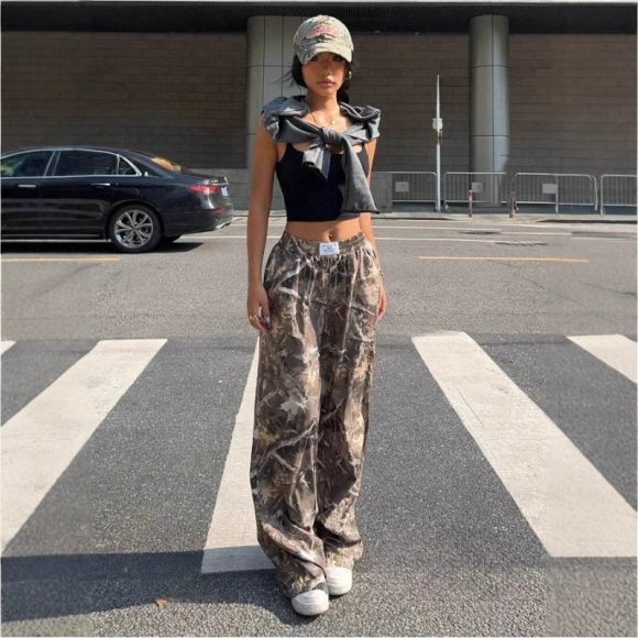 Slimming Casual Pants Hip Hop Retro Street Multi-pocket Camouflage Cargo Pants For Women Y2k Hip-hop Cargo Grunge Baggy Trousers - Image 9