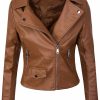 Women's Fall Winter Coat Slim PU Leather Short Zipper Leather Jacket Leather Coat - Image 6