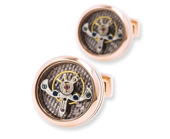 Tourbillon Movement French Shirt Cufflinks Stainless Steel Mechanical - Image 3