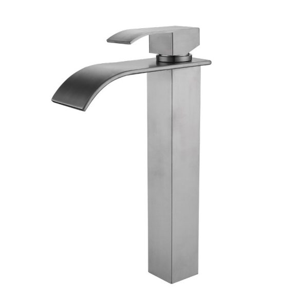 Waterfall Bathroom Wash Basin Toilet Bathroom Table Counter Basin Tap Hot And Cold Black - Image 2