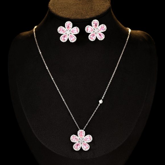 High-grade Jewelry Suit Micro Inlaid Zircon Sunflower Ear Stud Necklace A Set Of Elegant Jewelry - Image 4