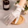 White Satin Short Gloves Lace Pearl Accessories - Image 5