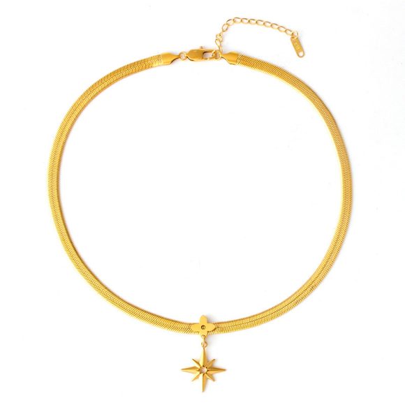 European And American Classic Six-pointed Star Titanium Steel Snake Bones Chain Female - Image 4