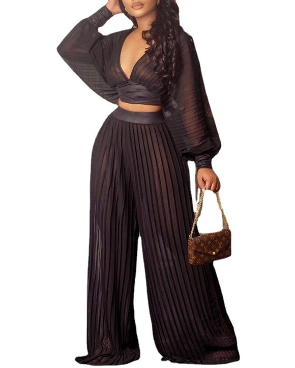 Pleated Pleated Wide-leg Pants Two-piece Suit - Image 5
