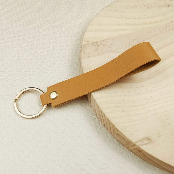 Versatile Solid Color Leather Keychain
