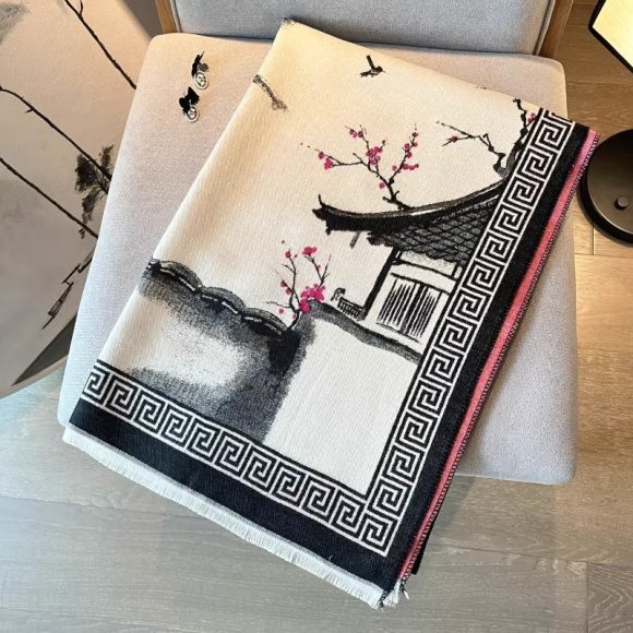Chinese Aesthetic Ink Painting Shawl Outer Match Autumn And Winter Warm Scarf - Image 3