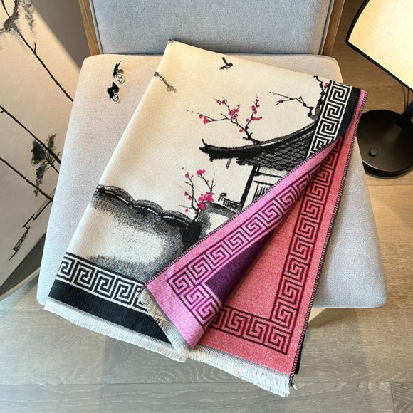 Chinese Aesthetic Ink Painting Shawl Outer Match Autumn And Winter Warm Scarf - Image 5