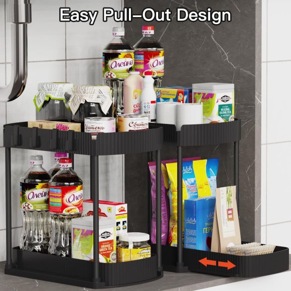 Curved Double-layer Mobile Kitchen Desktop Storage Rack Multi-layer Storage Cabinet - Image 4