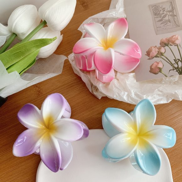 Muweordy Plumeria Hair Clips Flower Hair Clip Trendy Hair Claw Clip Popular Hair Catch Korean Hair Accessories For Women - Image 5