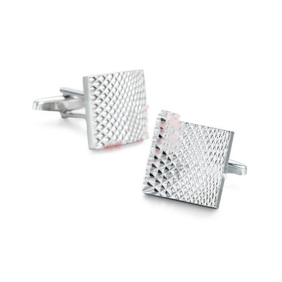 Men's Cufflinks Silver Square Carved Pattern Cufflinks Copper Material