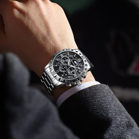 Automatic Non-mechanical Watch Steel Belt Waterproof Quartz Watch Men's Watch - Image 3