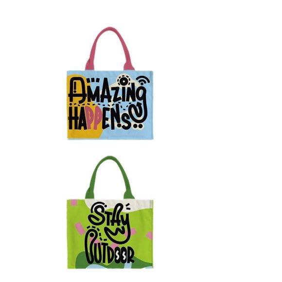 Sweet Cool Color Contrasting Letter Handheld Small Square Bag - Image 3