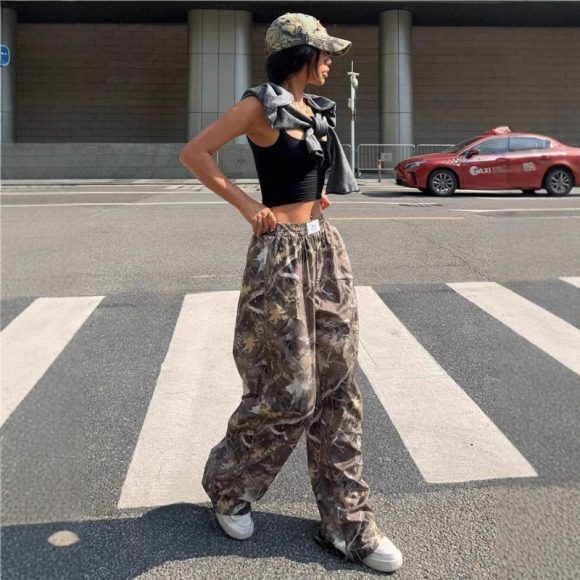 Slimming Casual Pants Hip Hop Retro Street Multi-pocket Camouflage Cargo Pants For Women Y2k Hip-hop Cargo Grunge Baggy Trousers - Image 6