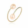 18k Gold Pearl Elastic Ring Au750 Color Gold Adjustable - Image 2