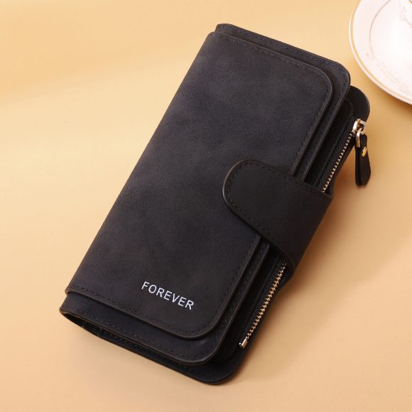 Women's Long Wallet Trifold Matte Leather Clutch - Image 2