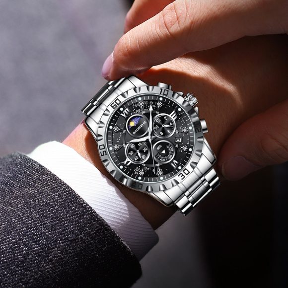 Automatic Non-mechanical Watch Steel Belt Waterproof Quartz Watch Men's Watch - Image 4