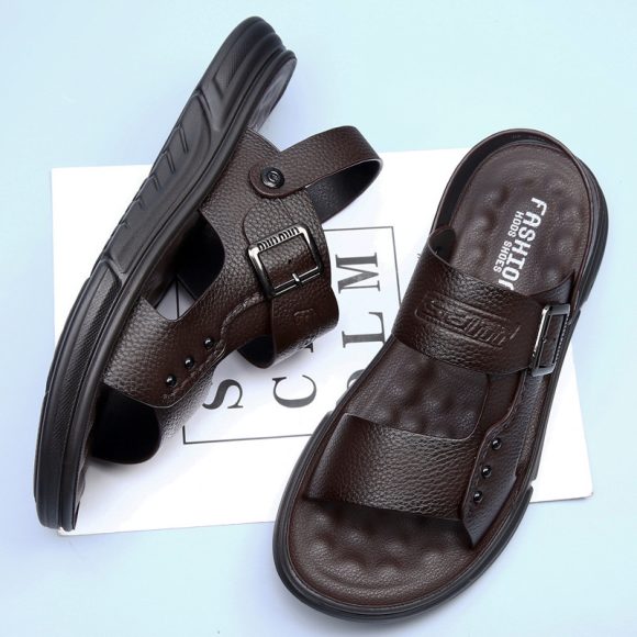 Soft Leather Men's Casual Beach Shoes Latex Pad - Image 6
