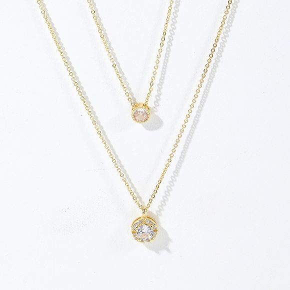 Sparkling Three-dimensional Zircon Pendant Necklace, Women's Exquisite Double-layer Collarbone Chain Jewelry Gift, Suitable For Engagement, Party, Holiday Gifts - Image 3