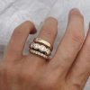 Light Luxury Antique Style Micro-inlaid Zircon Rhinestone Ring 3 Combinations High Sense