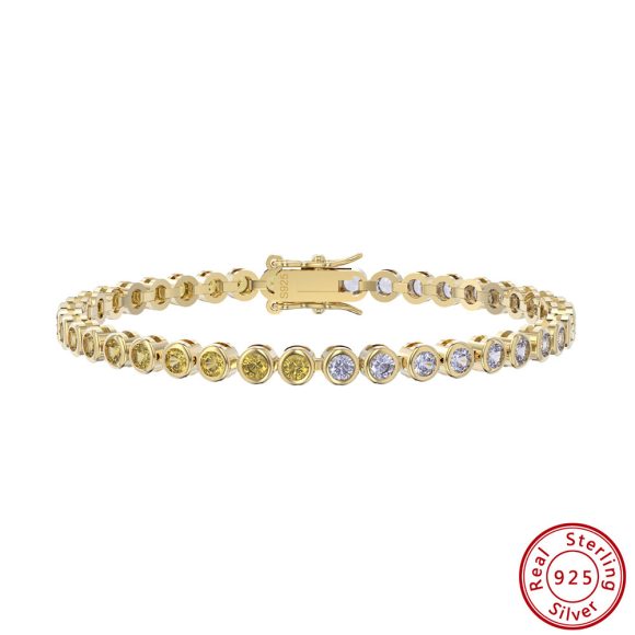S925 Sterling Silver Two-tone Zircon Fashion All-match Bracelet - Image 10