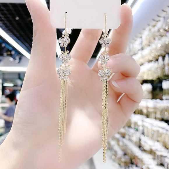 South Korea Butterfly Rhinestone Rhinestone Earrings Women - Image 7