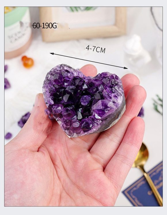 Purple Water Crystal Cluster Love Decoration Piece Raw Stone Ore Specimen Heart - Image 2