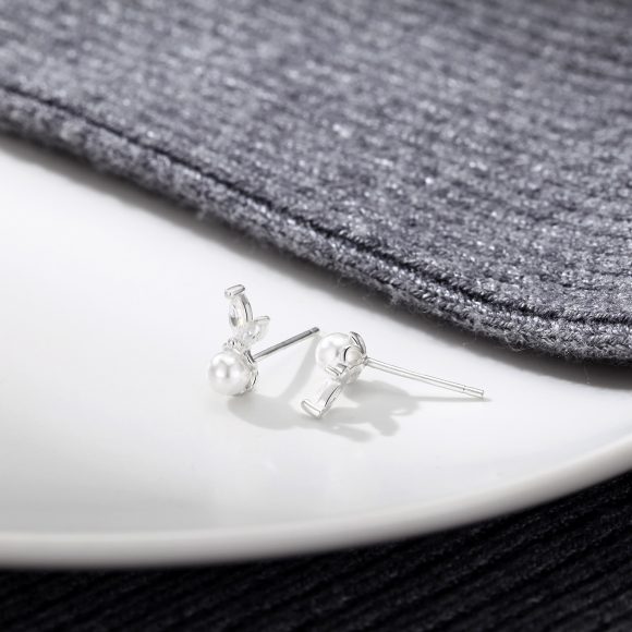 S999 Sterling Silver Pure Silver Stud Earrings Female Water Drop Ear-caring Shell Pearls - Image 5