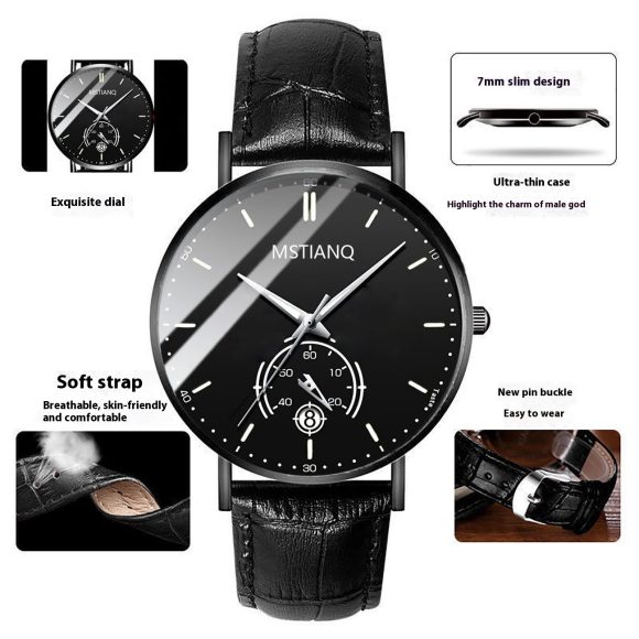 Trade Watch Stylish Black Technology Belt Refined Steel Korean Casual Calendar - Image 2